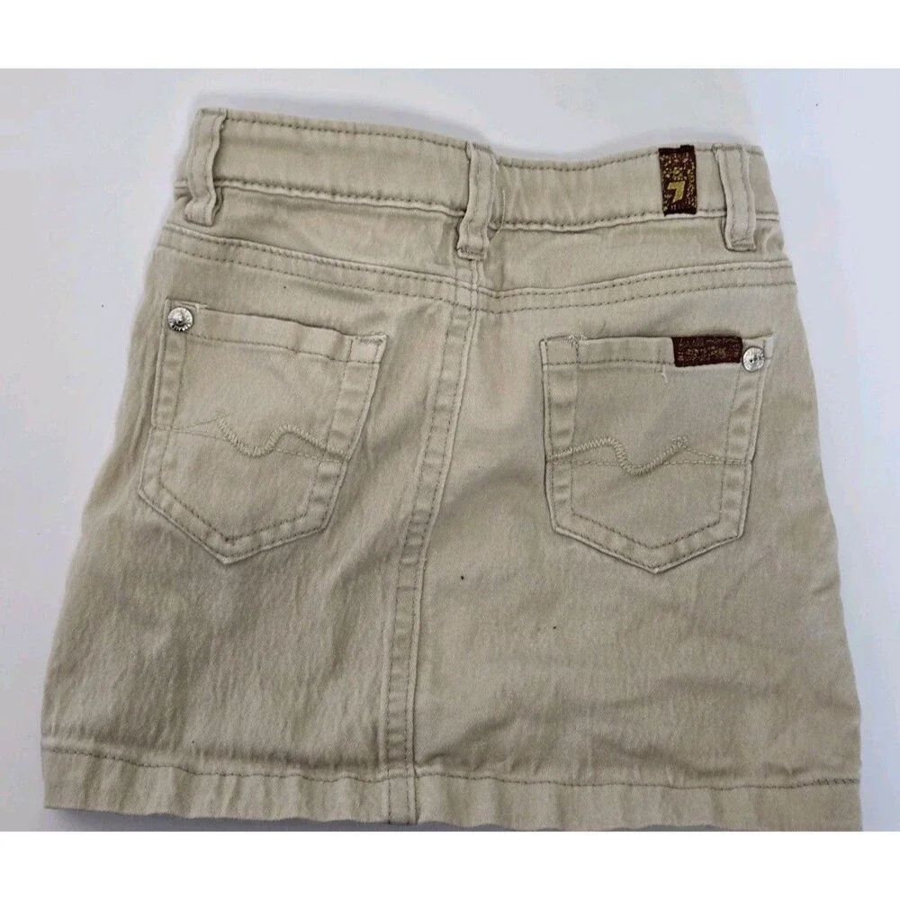 Seven For All Mankind Skirt Girls 4 Mini Stretch Beige Denim Jean